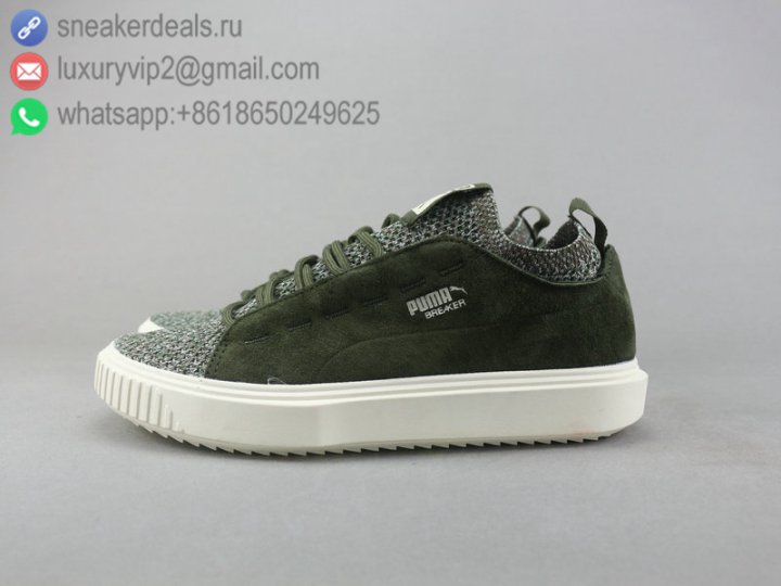 Puma Breaker Suede Platform Mono Satin Men Shoes Army Green Leather Size 40-45